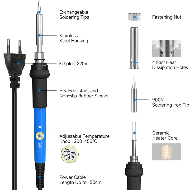 Adjustable Temp 220V 60W Elect - đánh giá và giá Electronics Repair Kit With Soldering Iron